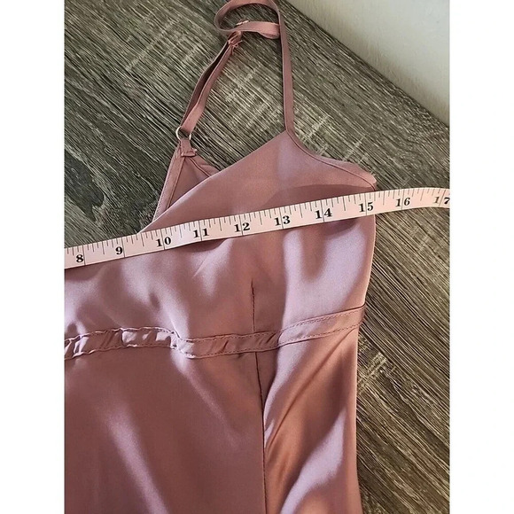 NWOT Free People Right This Way Bias Slip Dress Mauve Pink Satin Slit Sz XS - Picture 11 of 13